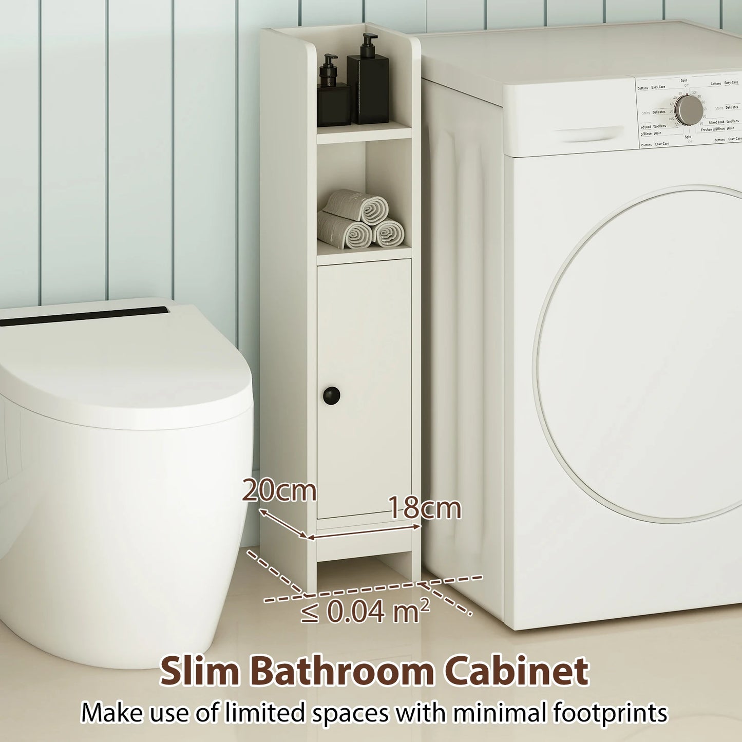 HOMASIS Bathroom Storage Cabinet With One Door And Two Shelves