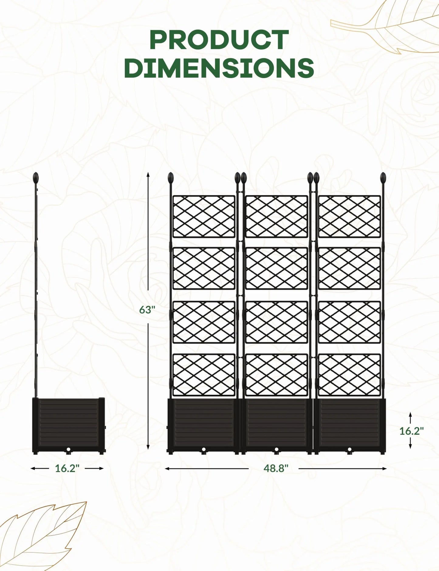HiMISS Planter Box With Trellis Raised Garden Bed For Climbing Plants Outdoor