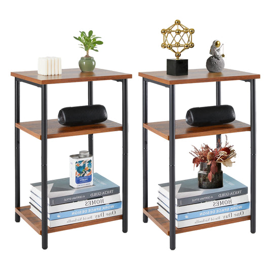 JHK 2 to 3 Tier End Table Featuring Adjustable Feet