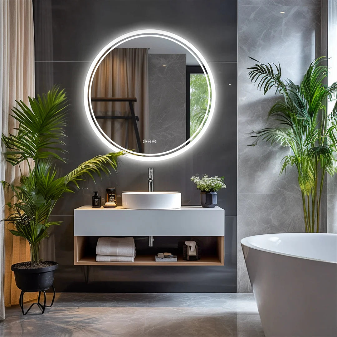 Luvodi Led Bathroom Mirror With Touch Screen And Anti Fog