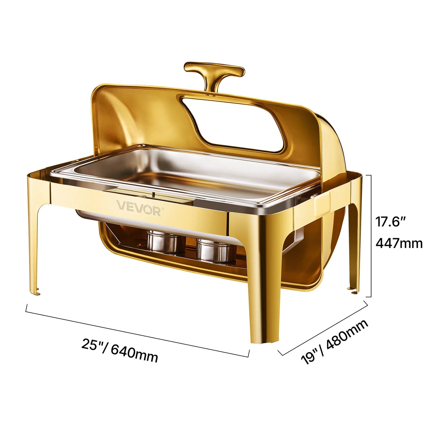SucceBuy Roll Top Chafing Dish Stainless Steel Buffet Server