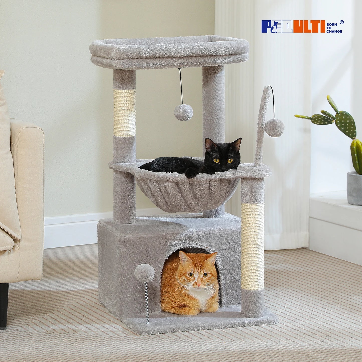 PAWZ Road 4-In-1 Cat Tree With Condo Sisal Scratching Post