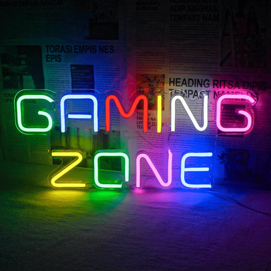 Gaming Zone LED Neon Sign USB Powered Indoor Wall Decor