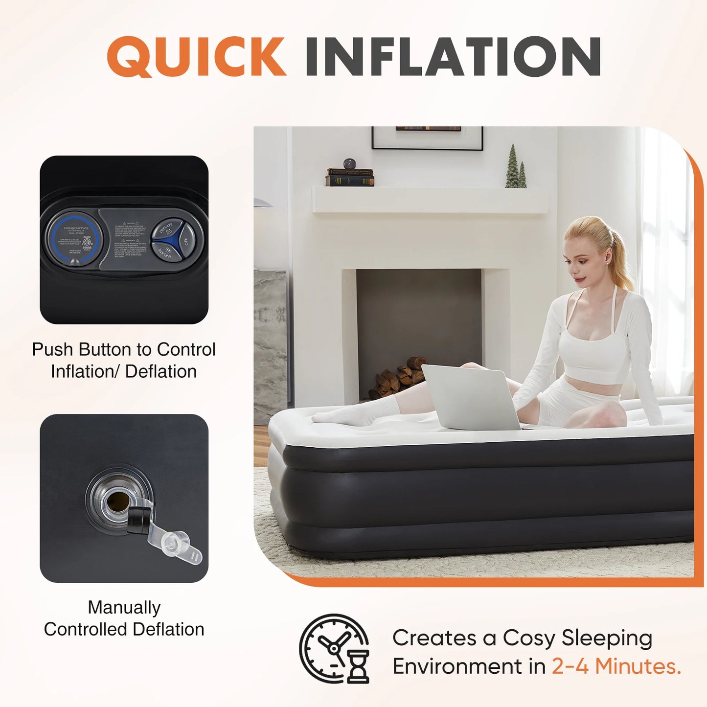 MCQ Air Mattress With Built In Pump Non Slip Camping