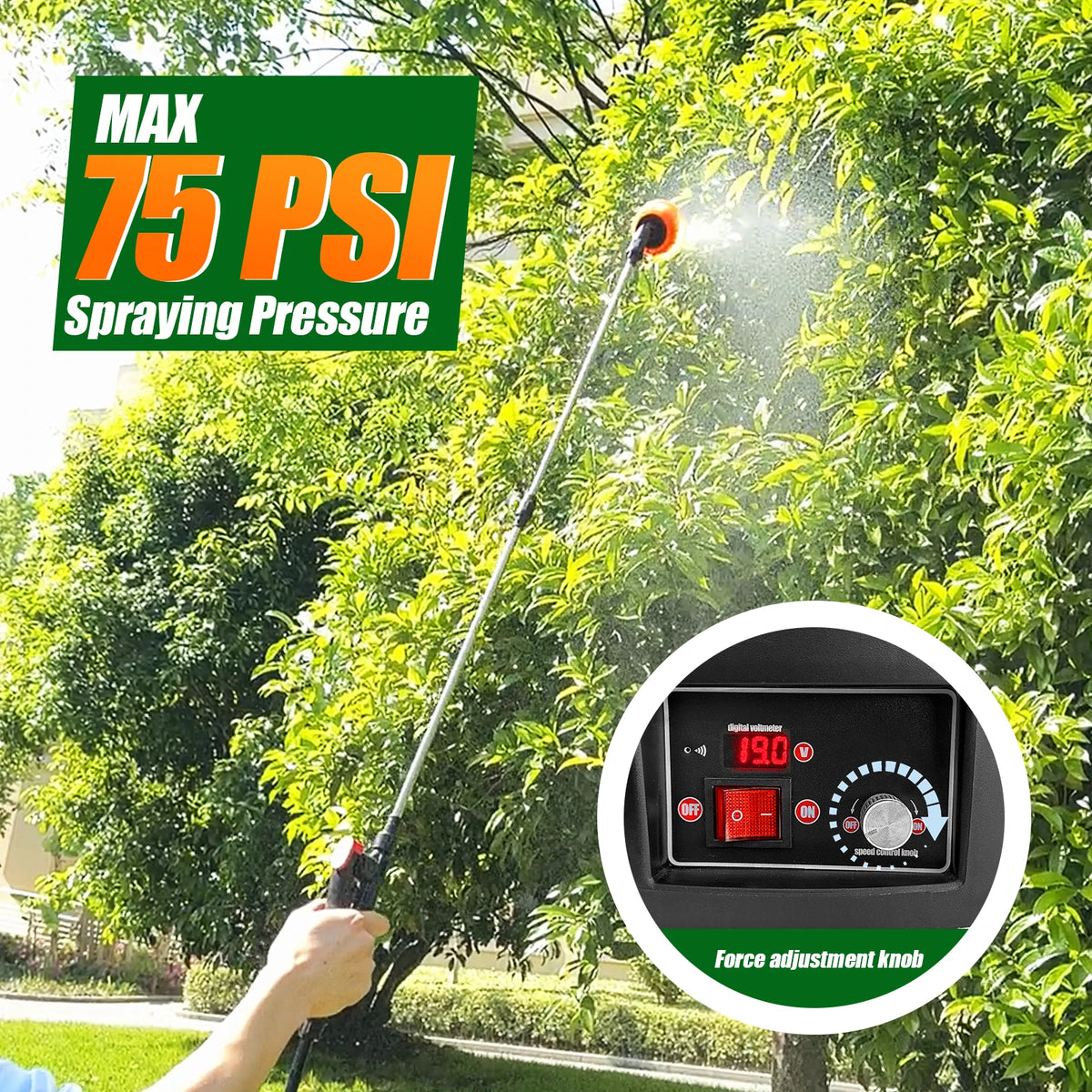 Garden Electric Sprayer With Telescopic Wand And Battery
