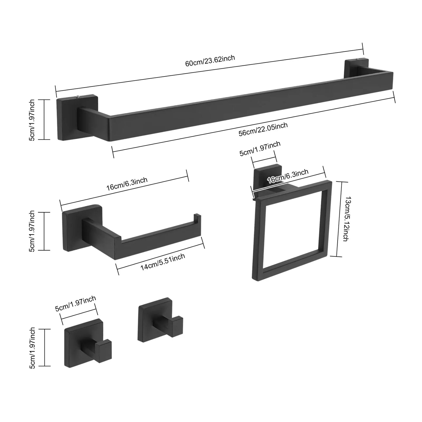 20 Piece Stainless Steel Bathroom Hardware Set Wall Mount