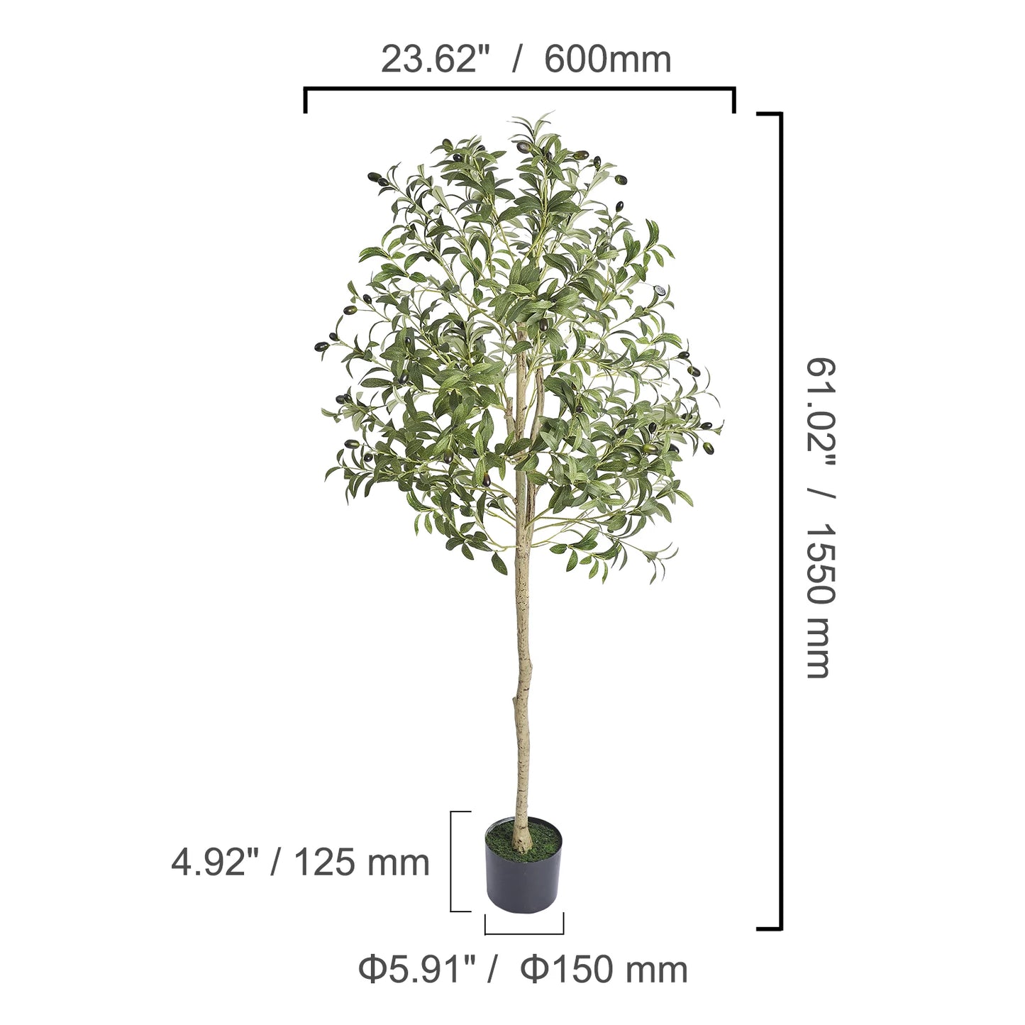 SucceBuy Artificial Olive Tree Faux Plant With Anti Tip Protection