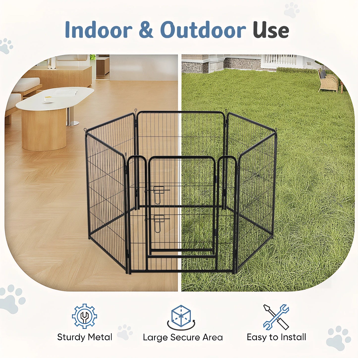 JHK Foldable Metal Dog Playpen For Indoor And Outdoor Use