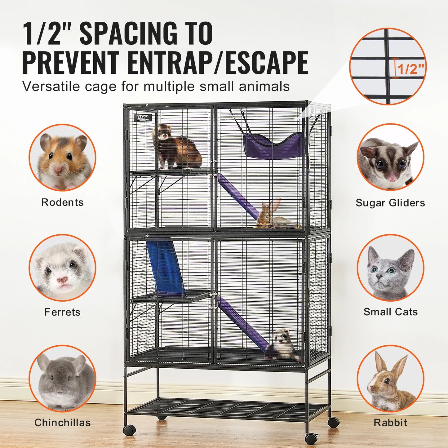 SucceBuy Rolling Metal Ferret Cage 4 Tier Critter Nation Cage