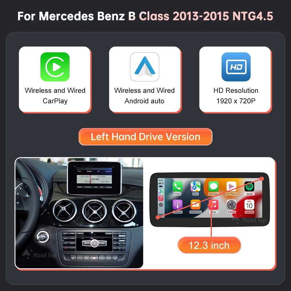 Road Top Benz NTG45 Touch Screen Car Multimedia Display CarPlay