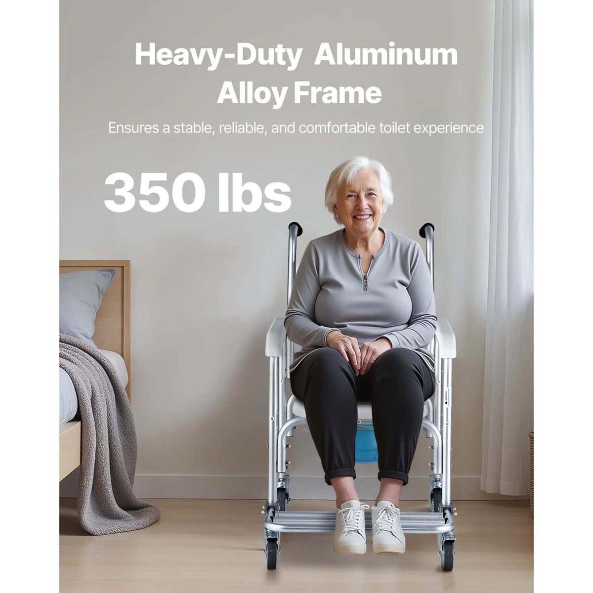 SucceBuy 4 in 1 Bedside Commode Chair With Wheels