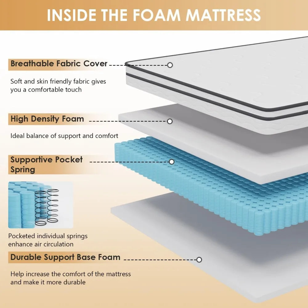 XIAOLANG Medium Firm Hybrid Mattress With Pocket Spring And High Density Foam