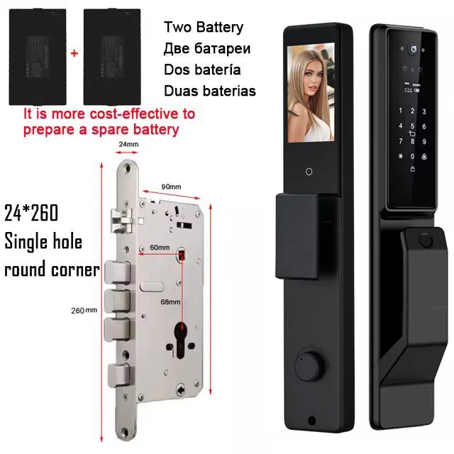 YKESDL Alexa Voice Control Smart Door Lock With 3D Face Recognition Camera