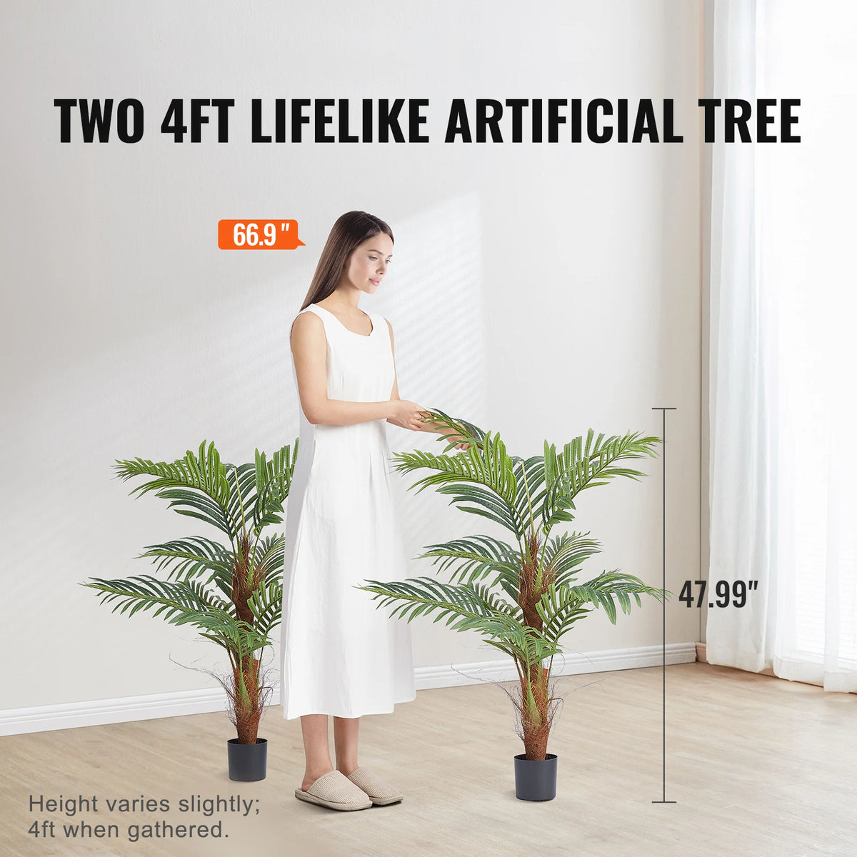 Artificial Palm Tree Faux Plant With Anti Tip Support Base