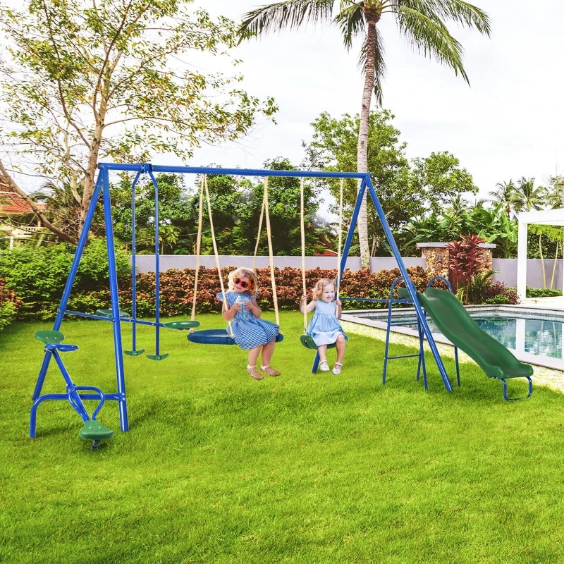 Metal Swing Set For Kids Outdoor Heavy Duty Frame With Double Swings