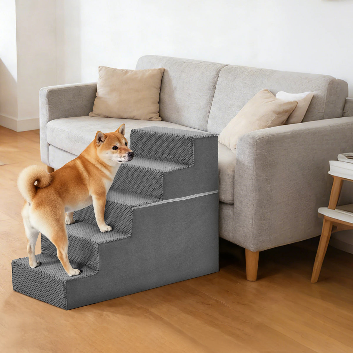 JHK Universal Curved Step Foam Dog Stairs Ramp