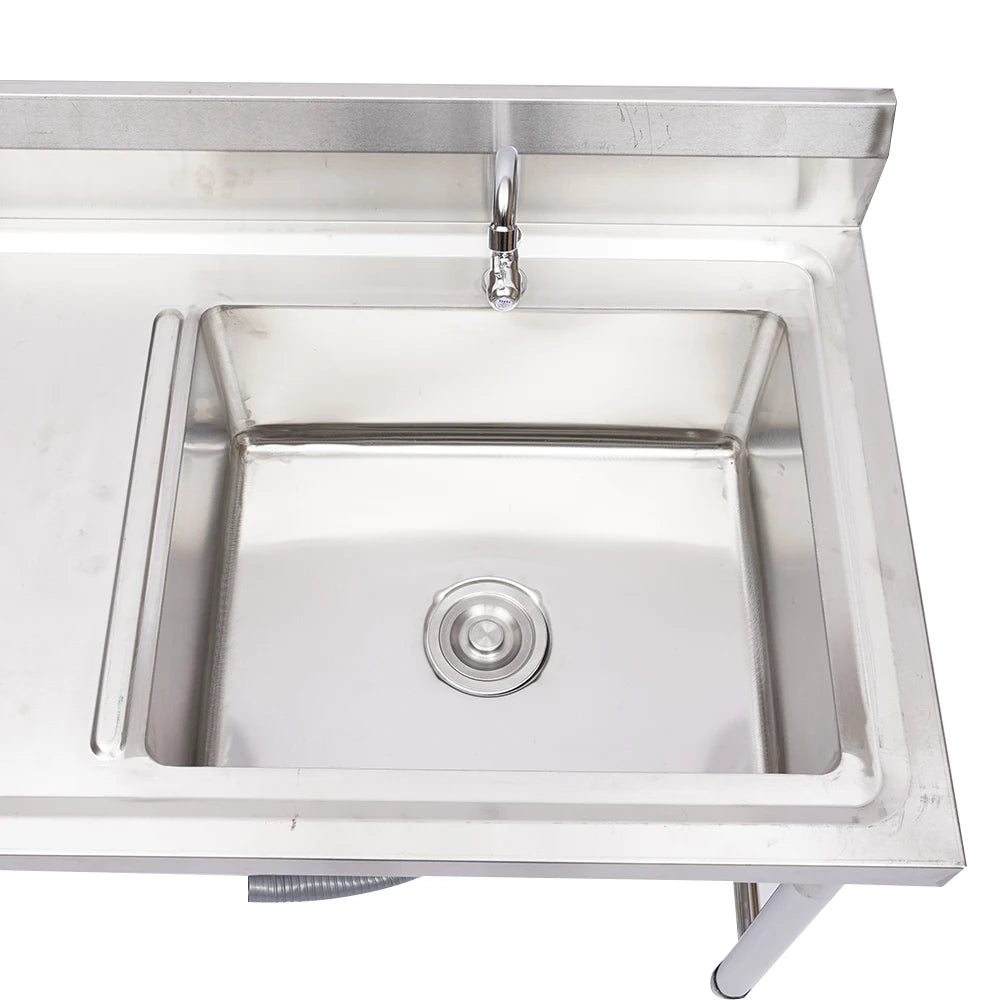 304 Stainless Steel Utility Sink With Faucet And Drainboard