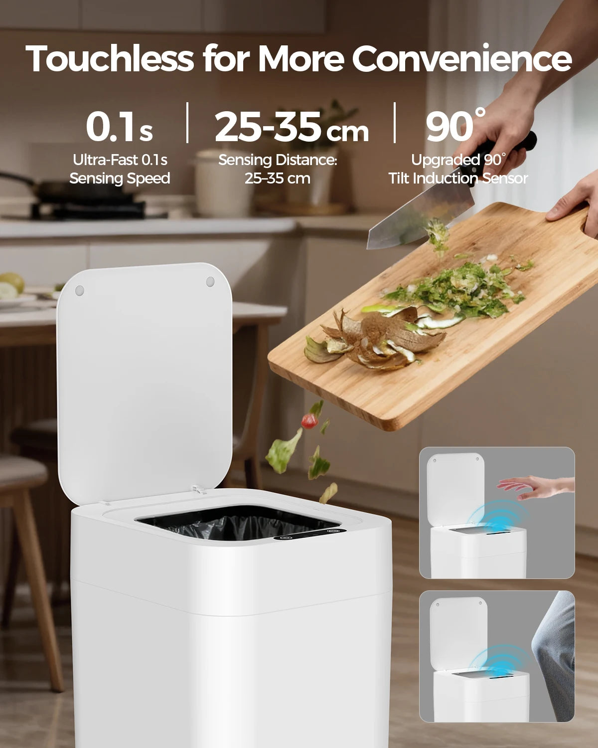 Automatic Self Bagging Trash Can With Touchless Sensor And Lid