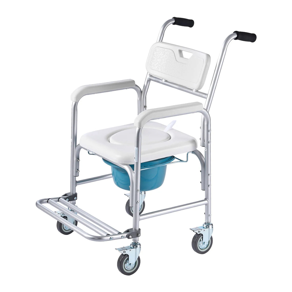 SucceBuy 4 in 1 Bedside Commode Chair With Wheels