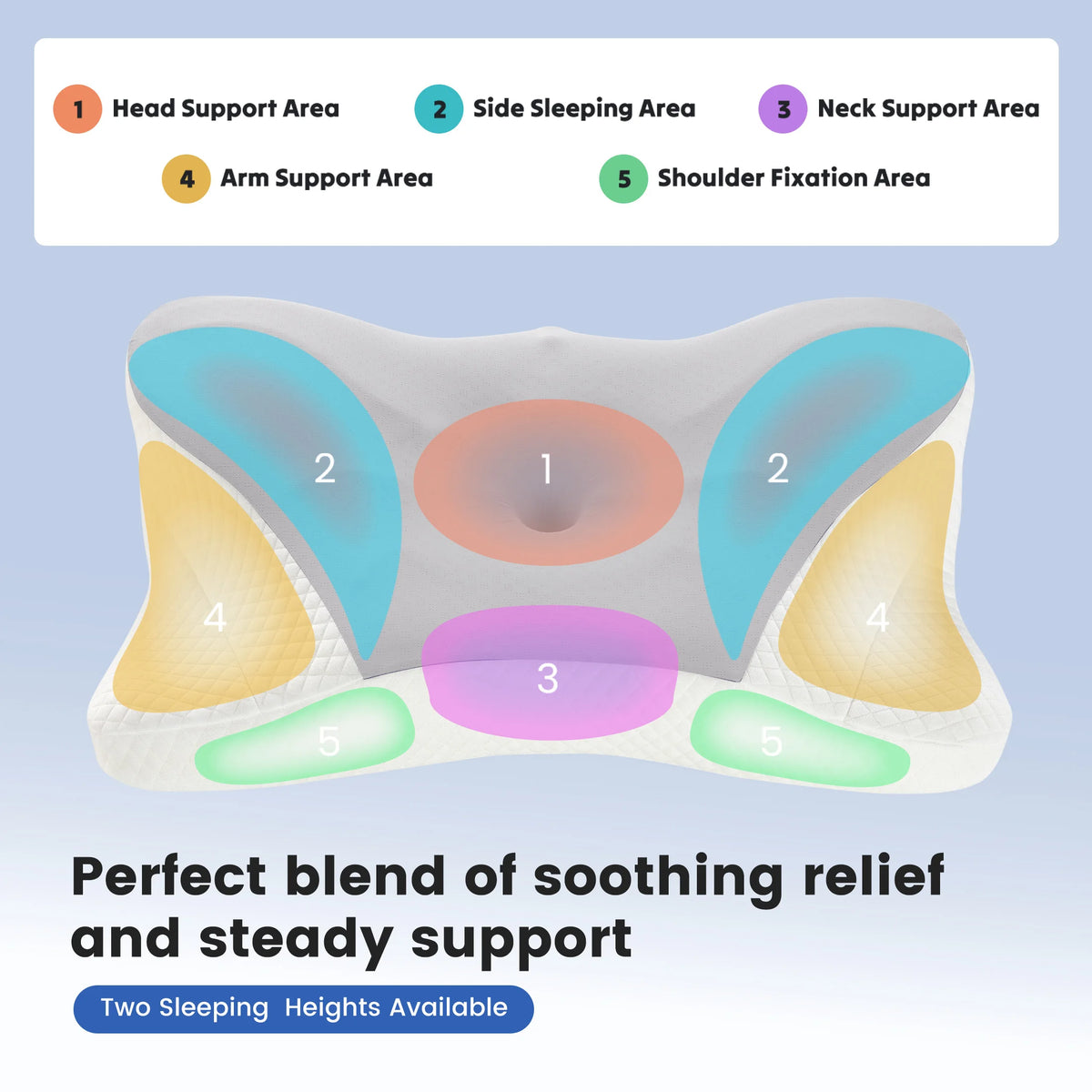 JHK Ergonomic Memory Foam Cervical Contour Bed Pillow