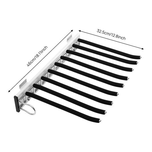 Bymaocar Pull Out Pants Rack 9 Rods Wall Mount Organizer