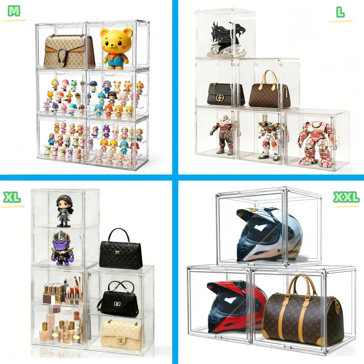Acrylic Clear Stackable Storage Case Bin For Collectibles