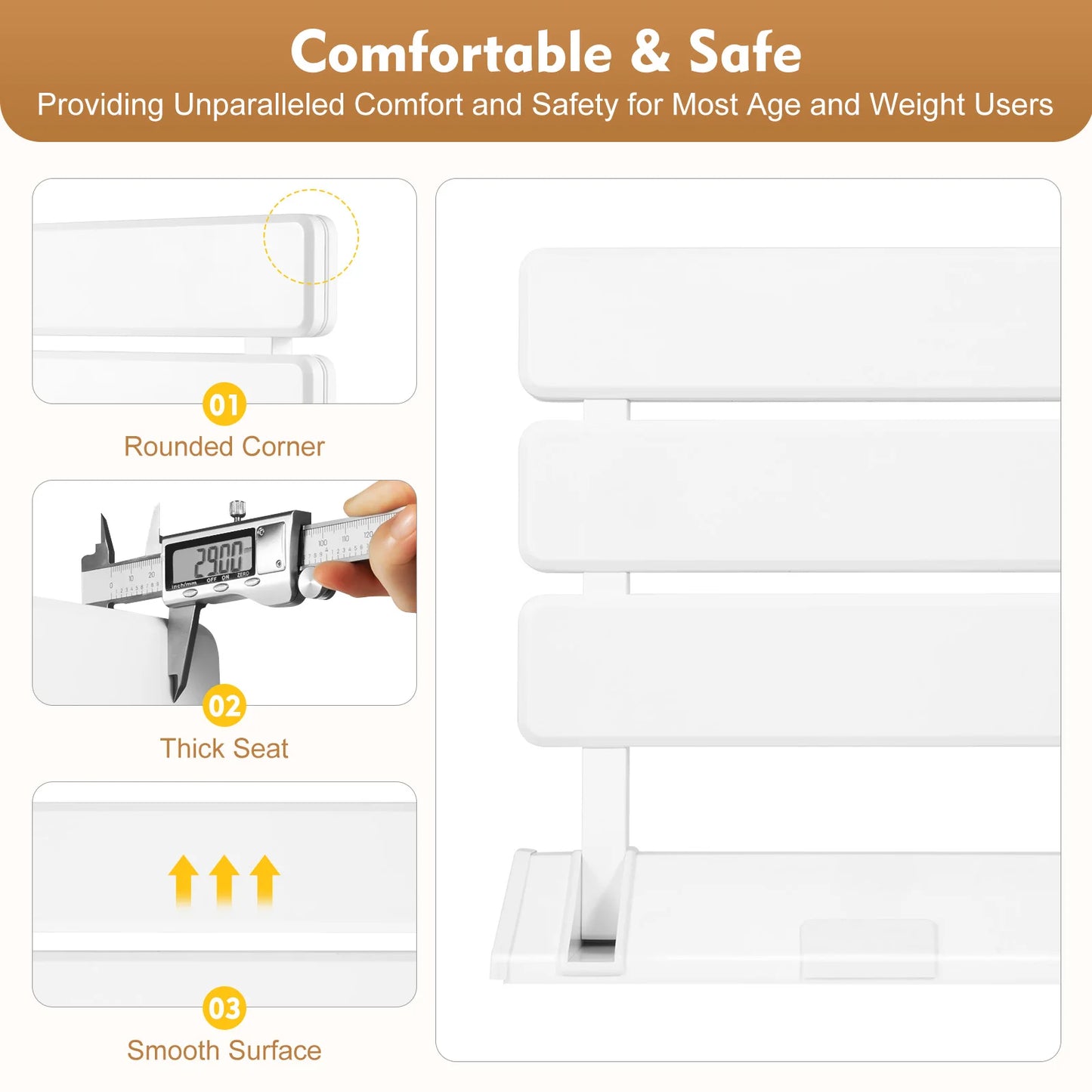 Wall Mounted Folding Shower Seat Non Slip Bath Chair White