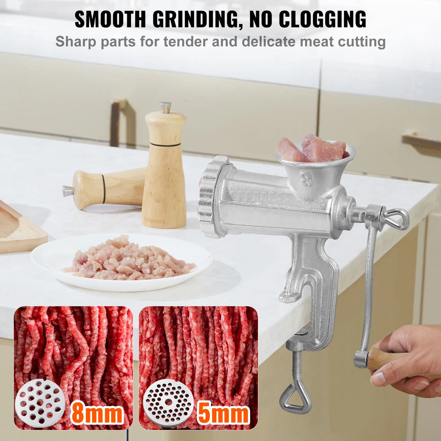 Succebuy Manual Meat Grinder Heavy Duty Cast Iron Table Clamp Mincer