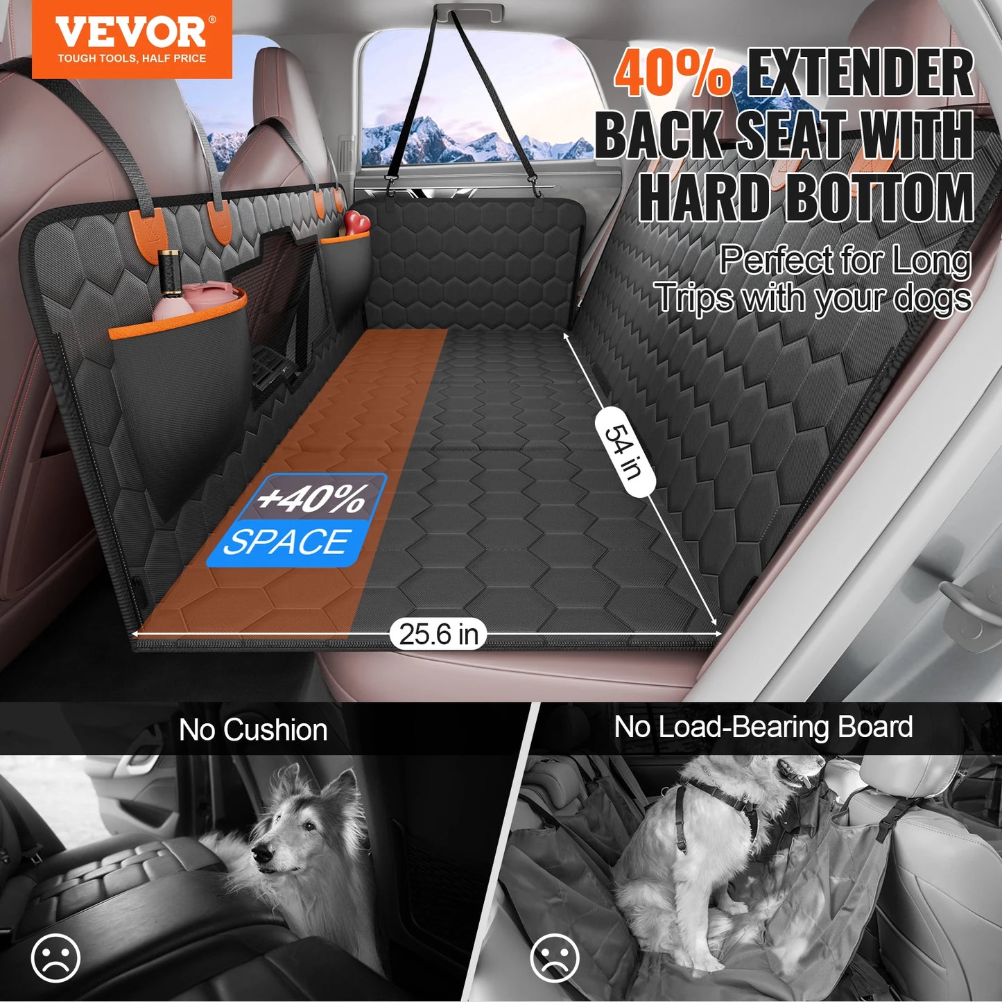 SucceBuy Back Seat Extender Dog Car Cover Hammock With Storage