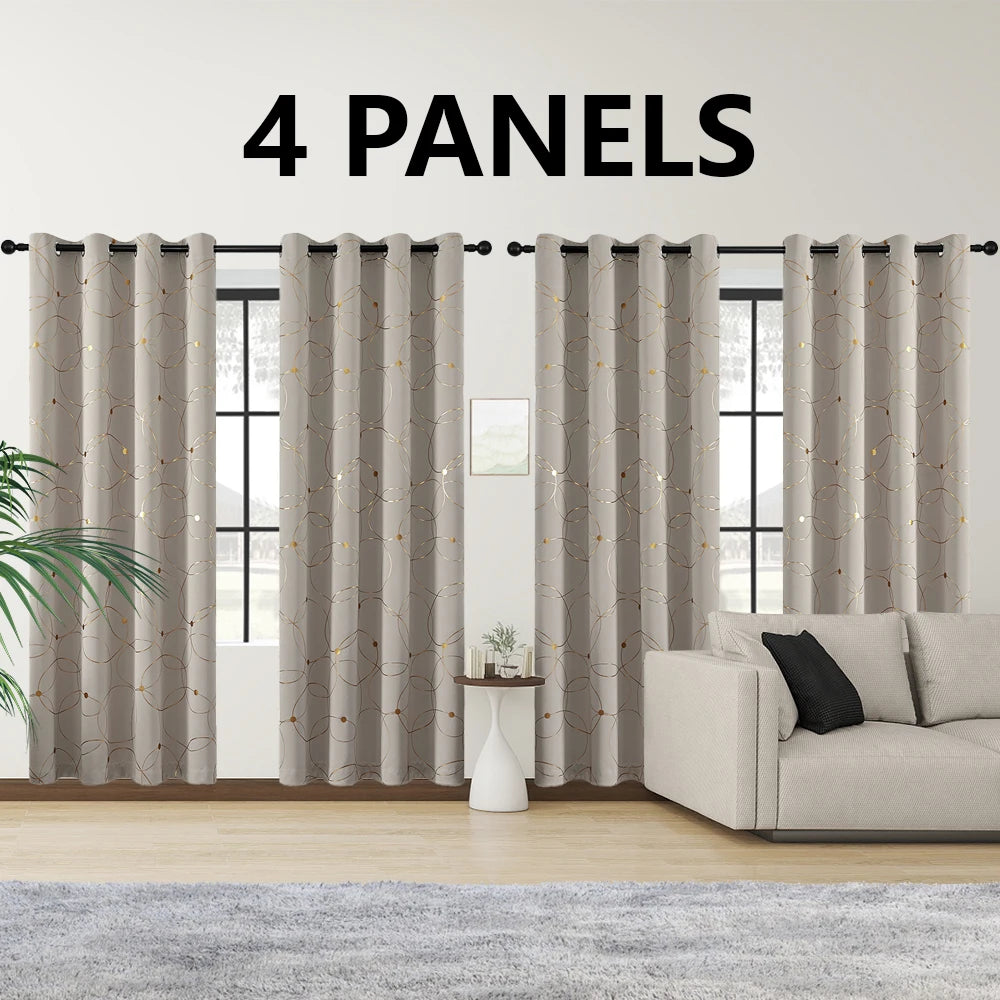 Blackout Curtains Thermal Insulated Room Darkening Foil Circle Dots Bedroom