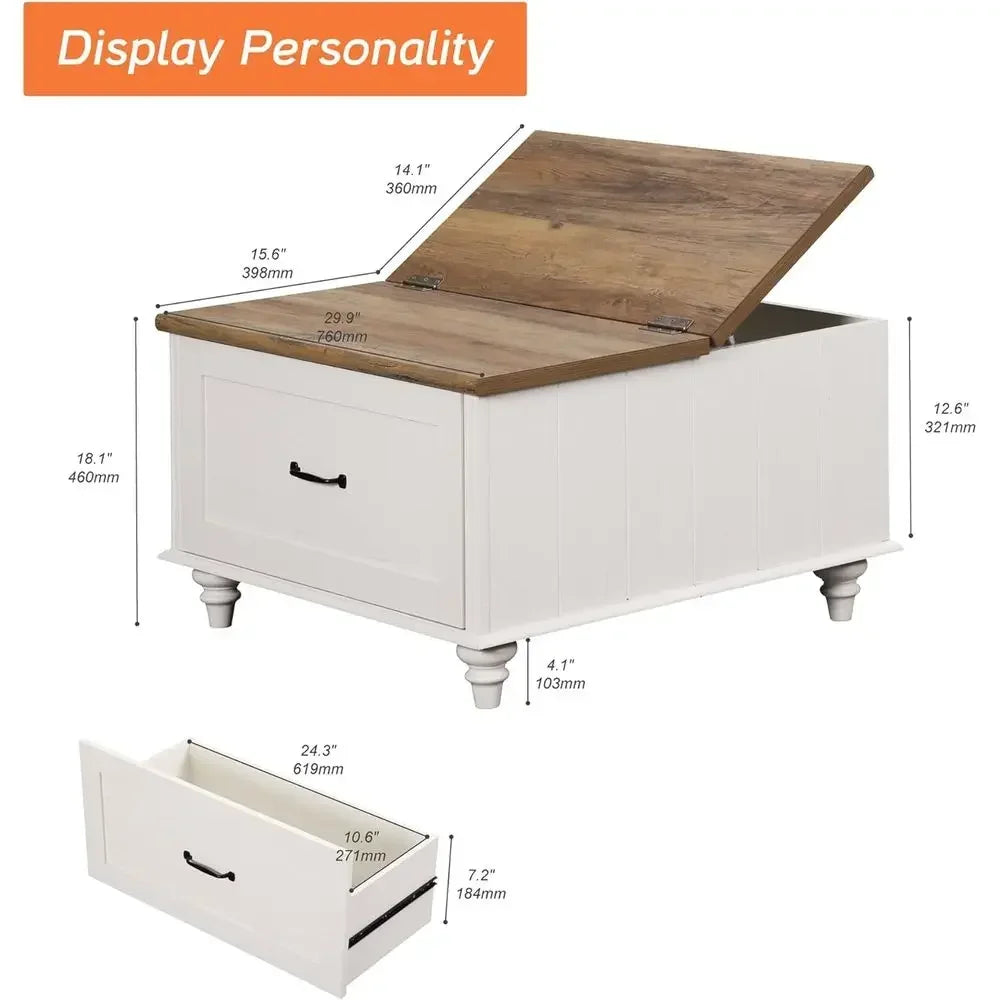 Coffee Table With Storage Cabinet Wooden Center Table Living Room