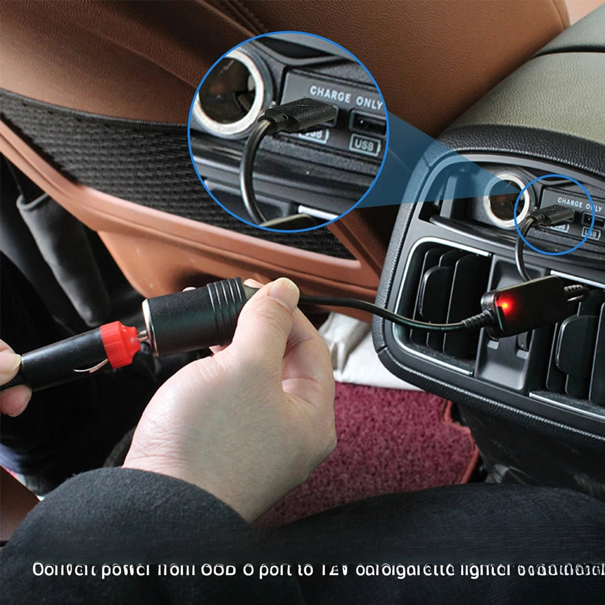 USB To 12V Cigarette Lighter Socket Adapter Converter Car