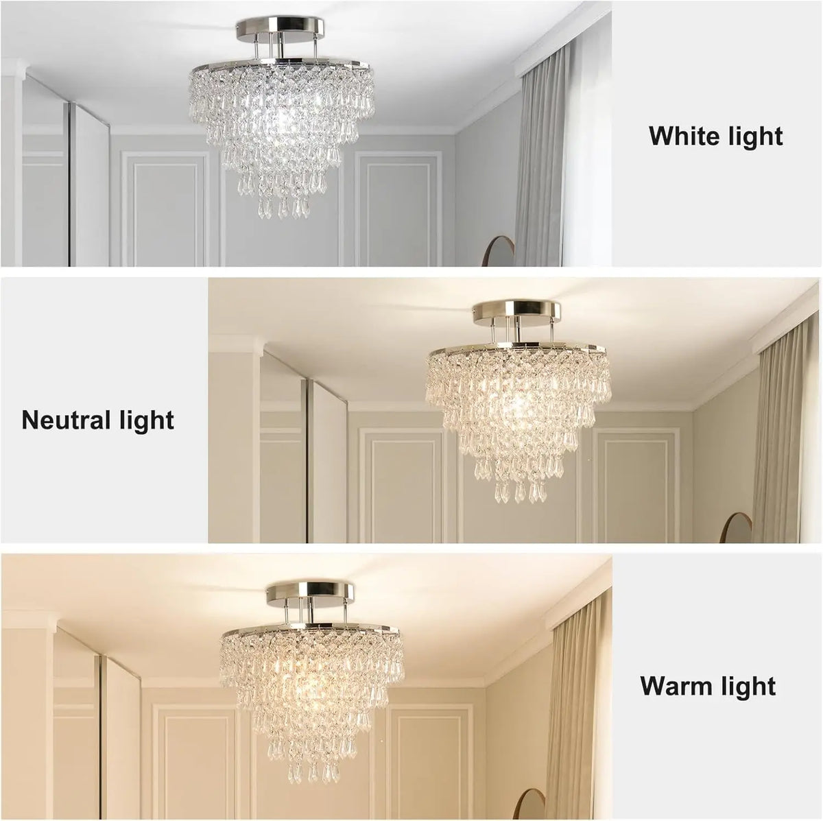 Finktonglan 5 Tier Crystal Chandelier Flush Mount Ceiling Light