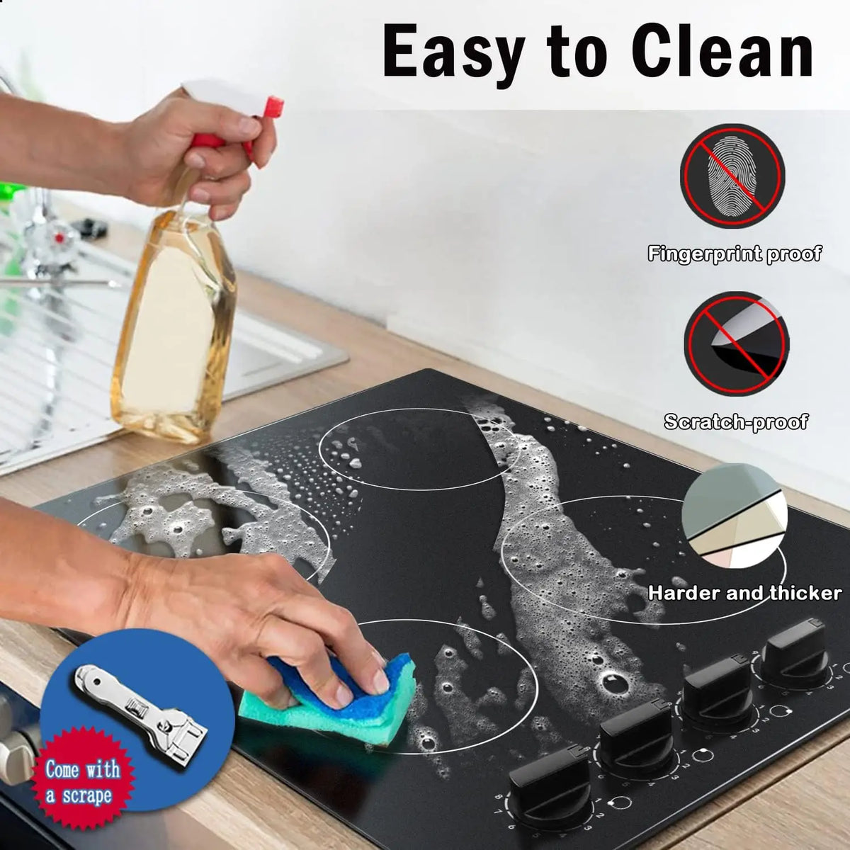 Karinear 4 Burner Electric Cooktop With Precise Temperature Control