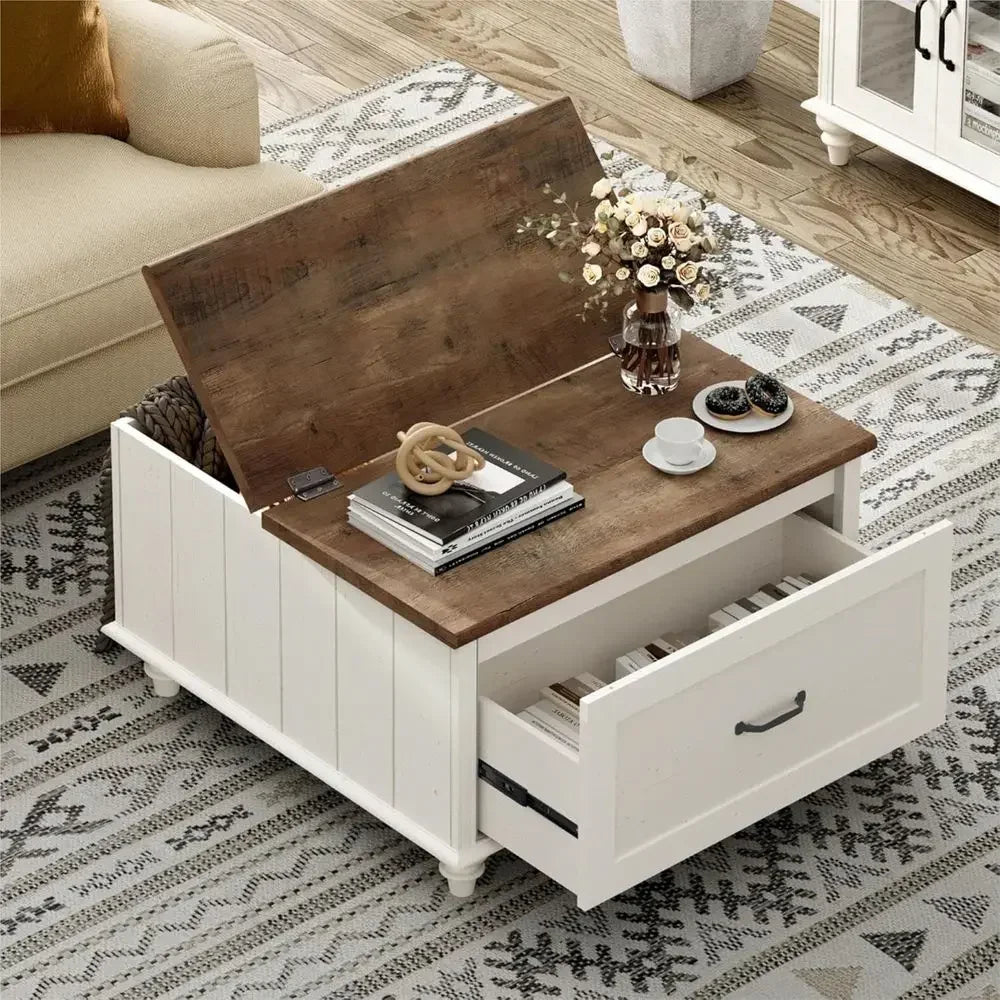 Coffee Table With Storage Cabinet Wooden Center Table Living Room