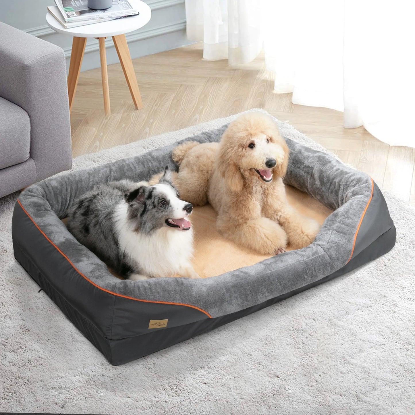 BINGOPAW Large Dog Bed With Removable Washable Waterproof Fleece Cover