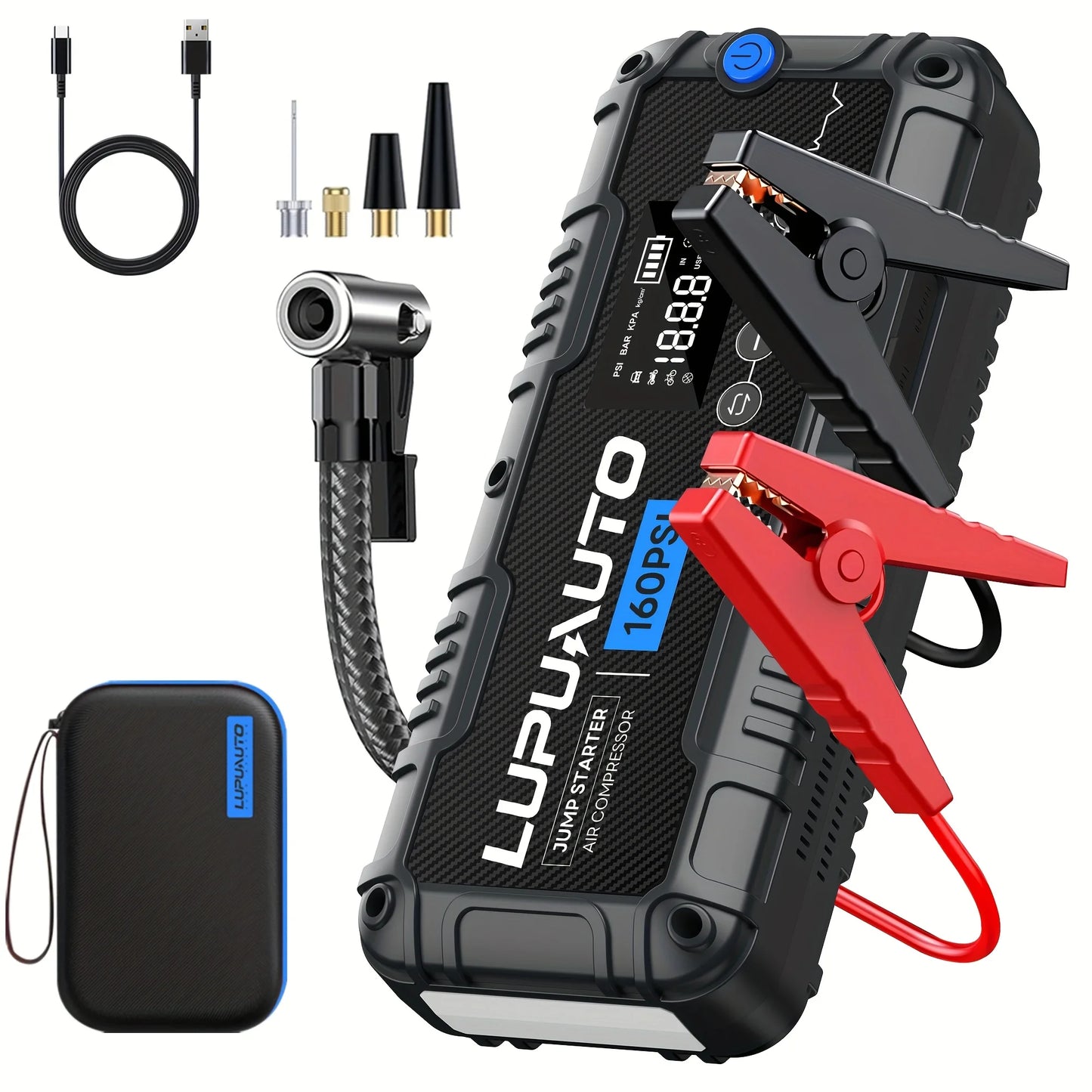 4 In 1 Car Jump Starter 4000A With LED Light Power Bank Tire Inflator