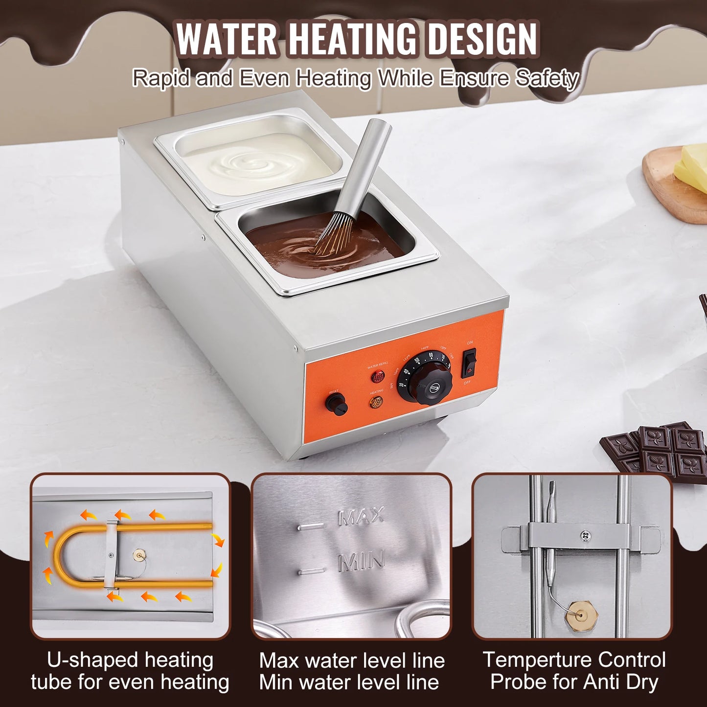 SucceBuy Electric Chocolate Tempering Machine Two Tank Cascade Melter