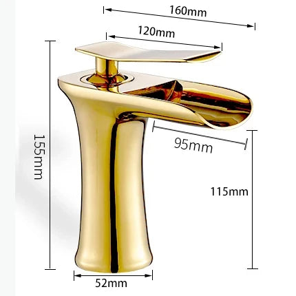 Single Handle Brass Waterfall Bathroom Basin Faucet Mixer Tap