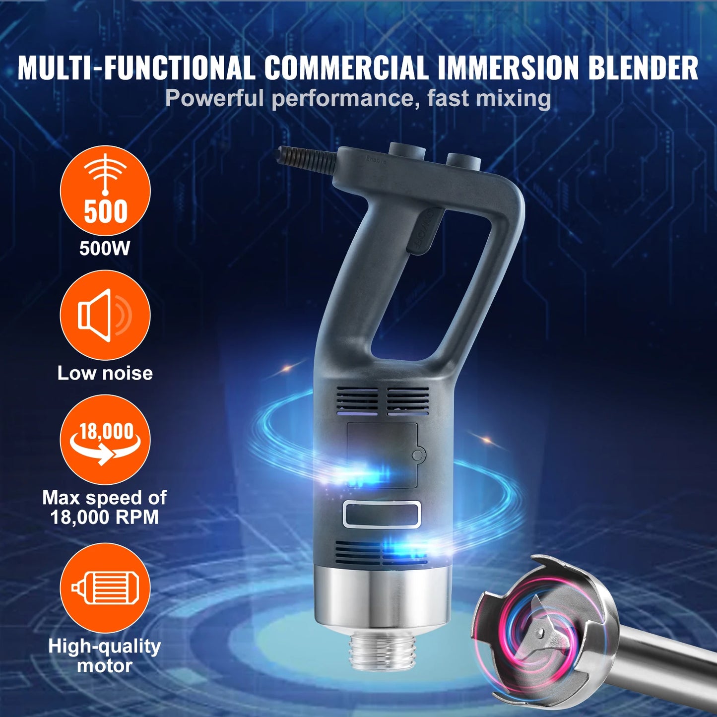 Succebuy 500W Commercial Immersion Blender Variable Speed