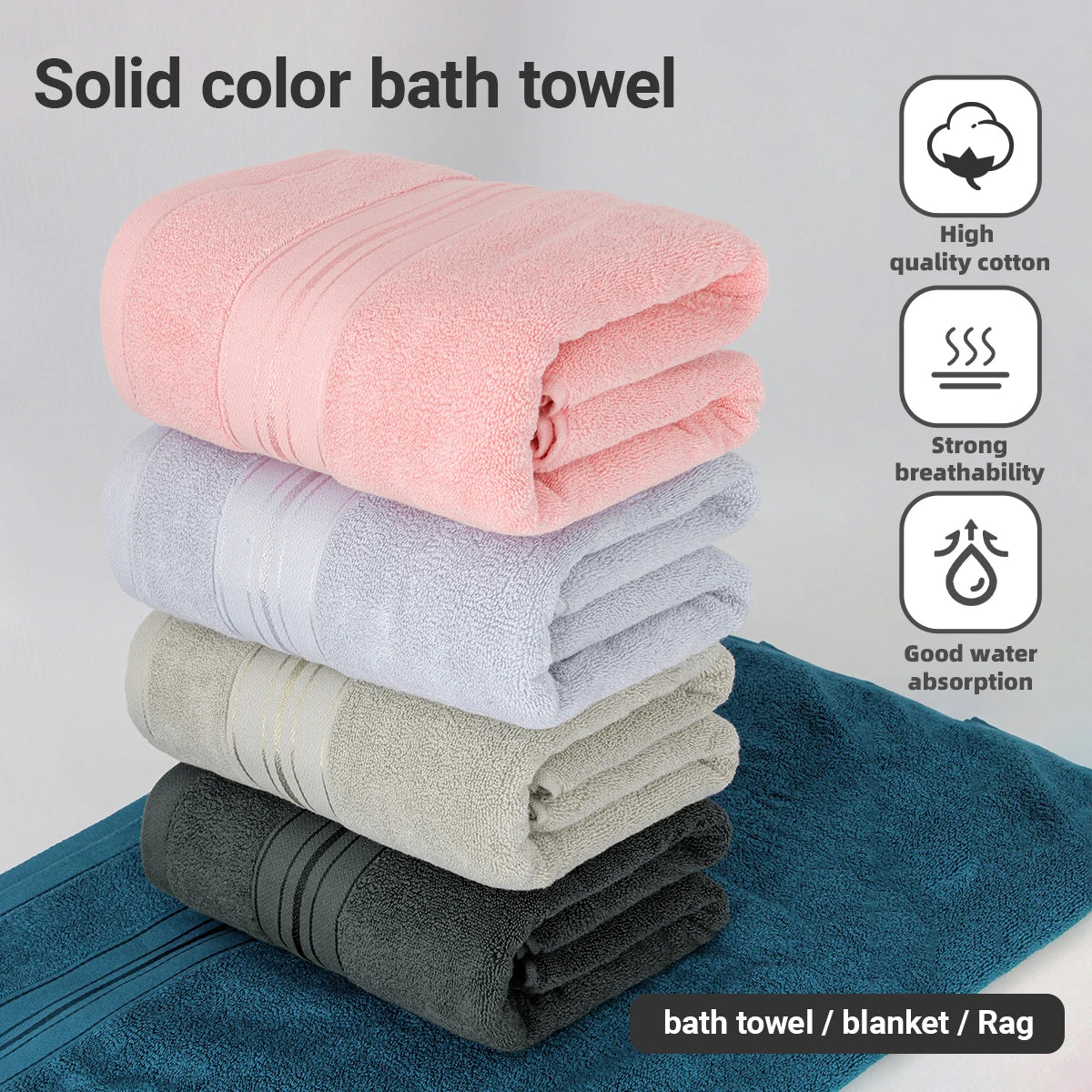 Luxury Cotton 4 Piece Bath Towel Set With Washcloths
