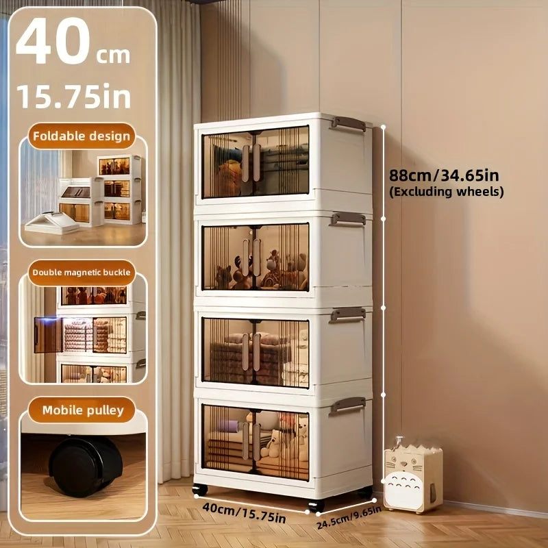 4 To 5 Tier Heavy Duty Plastic Folding Storage Cabinet