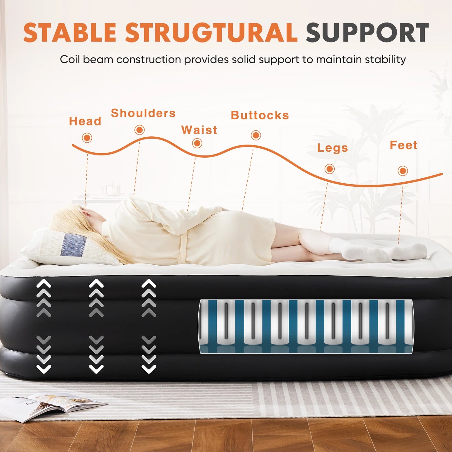 MCQ Air Mattress With Built In Pump Non Slip Camping