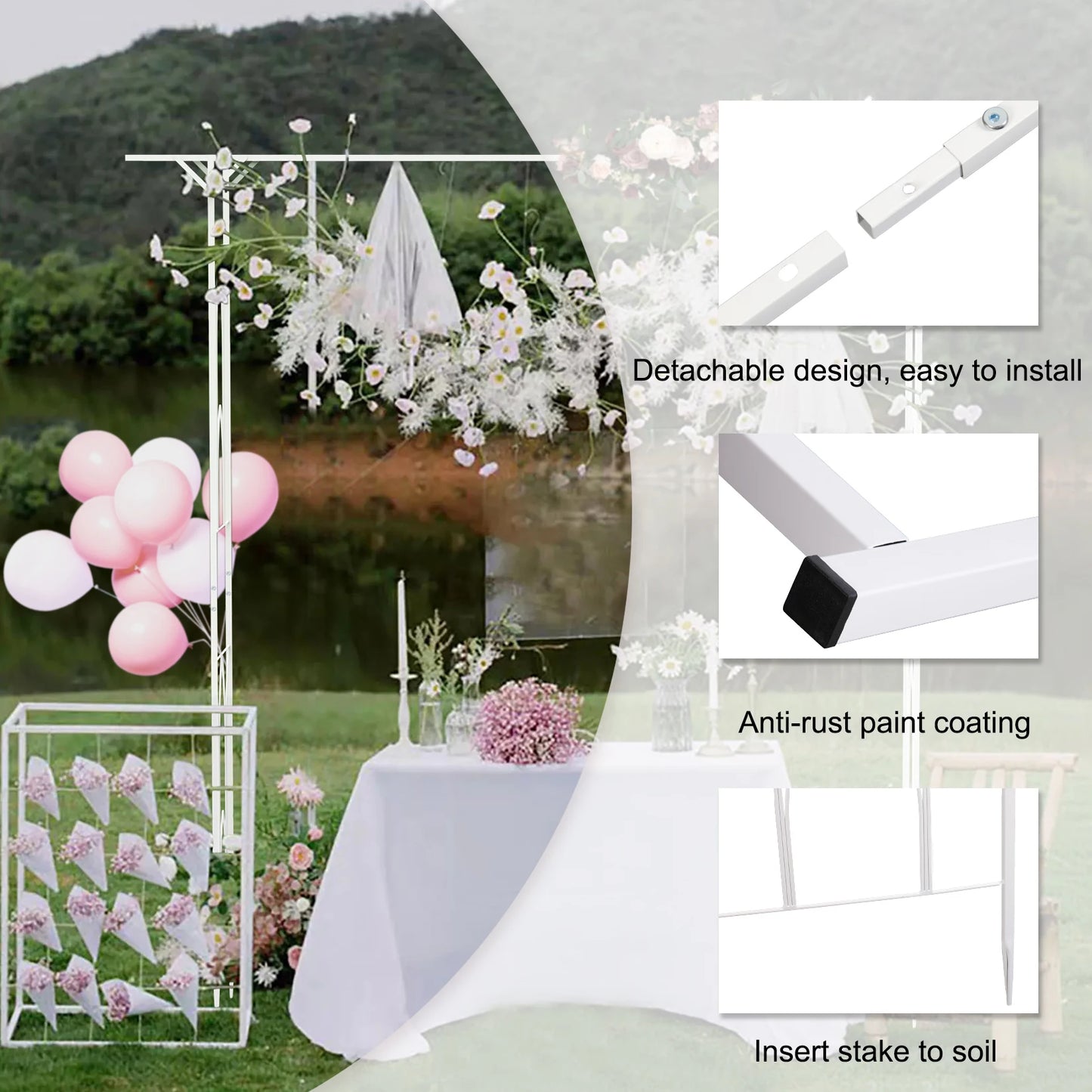 Garden Arch Arbor Metal Wedding Arch Decor Outdoor Pergola Trellis