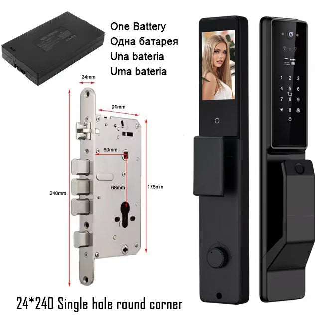 YKESDL Alexa Voice Control Smart Door Lock With 3D Face Recognition Camera