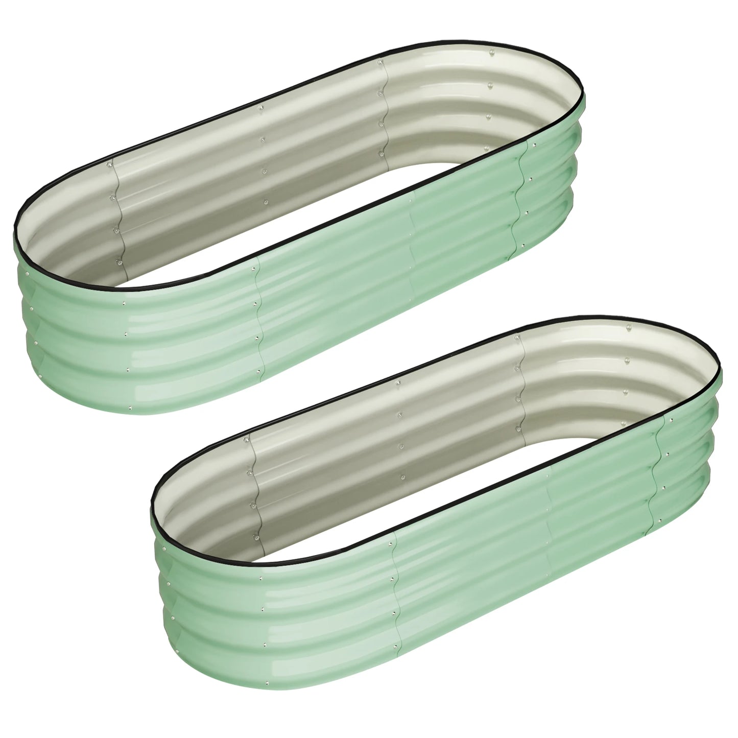 HiMISS Oval Galvanized Raised Garden Bed Kit Outdoor Planter