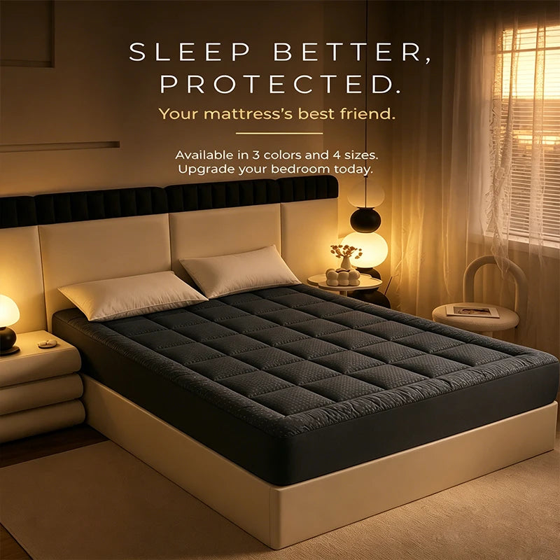easYum 360GSM Polyester Quilted Mattress Topper Protector Cover