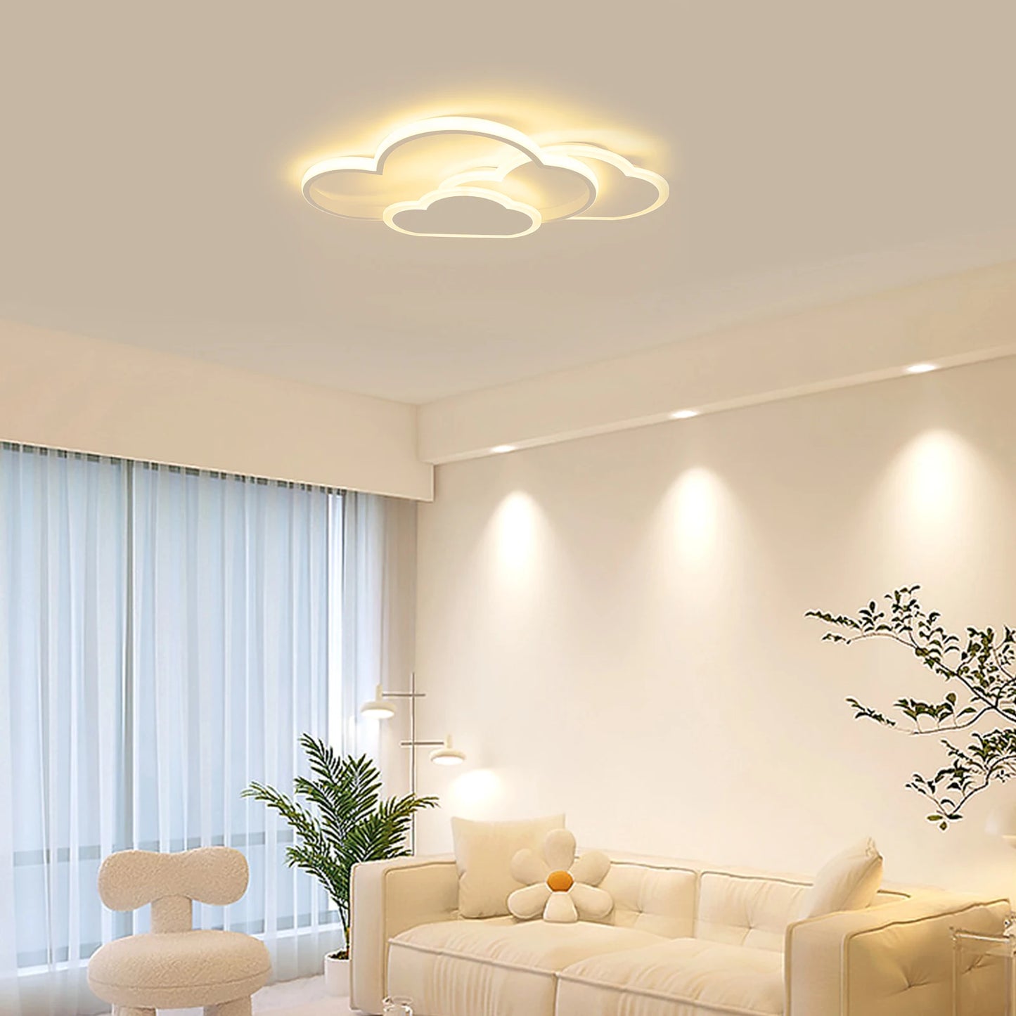 Cloud Shape LED Ceiling Light Fixture Acrylic Three Color Temperature