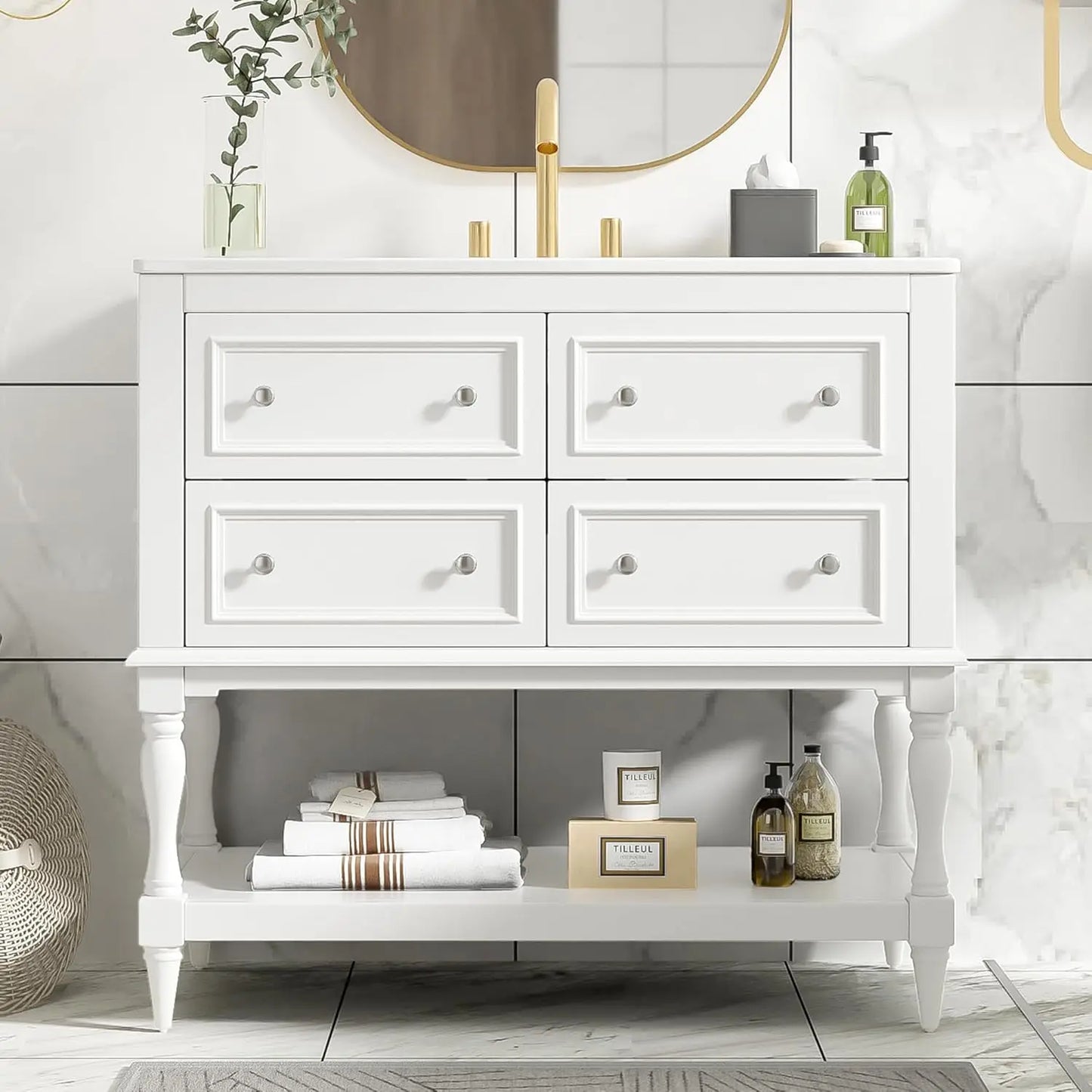 Farmhouse Bathroom Vanity With Sink And Four Drawers