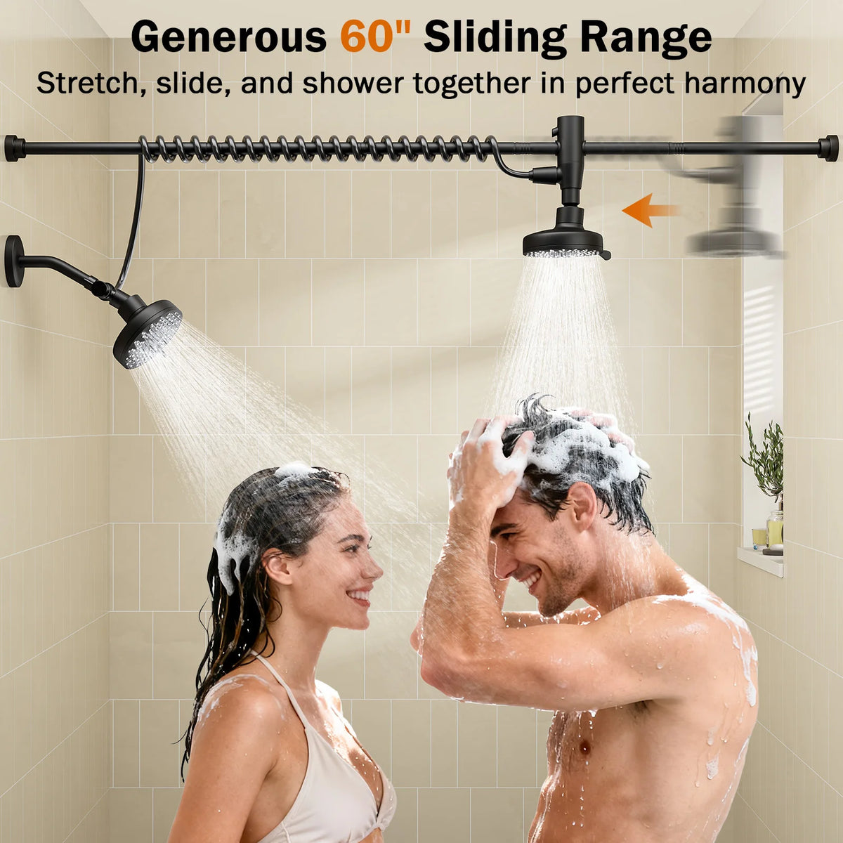 Huytrw Dual Adjustable High Pressure Shower Head For Couples